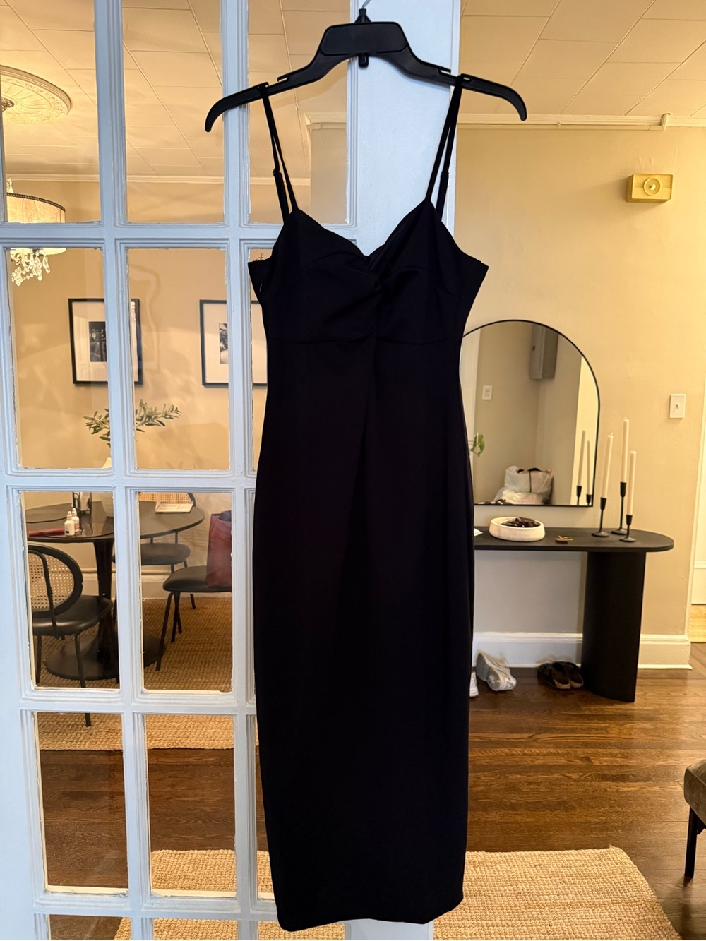 Allegra K Black Spaghetti-Strap Midi Dress